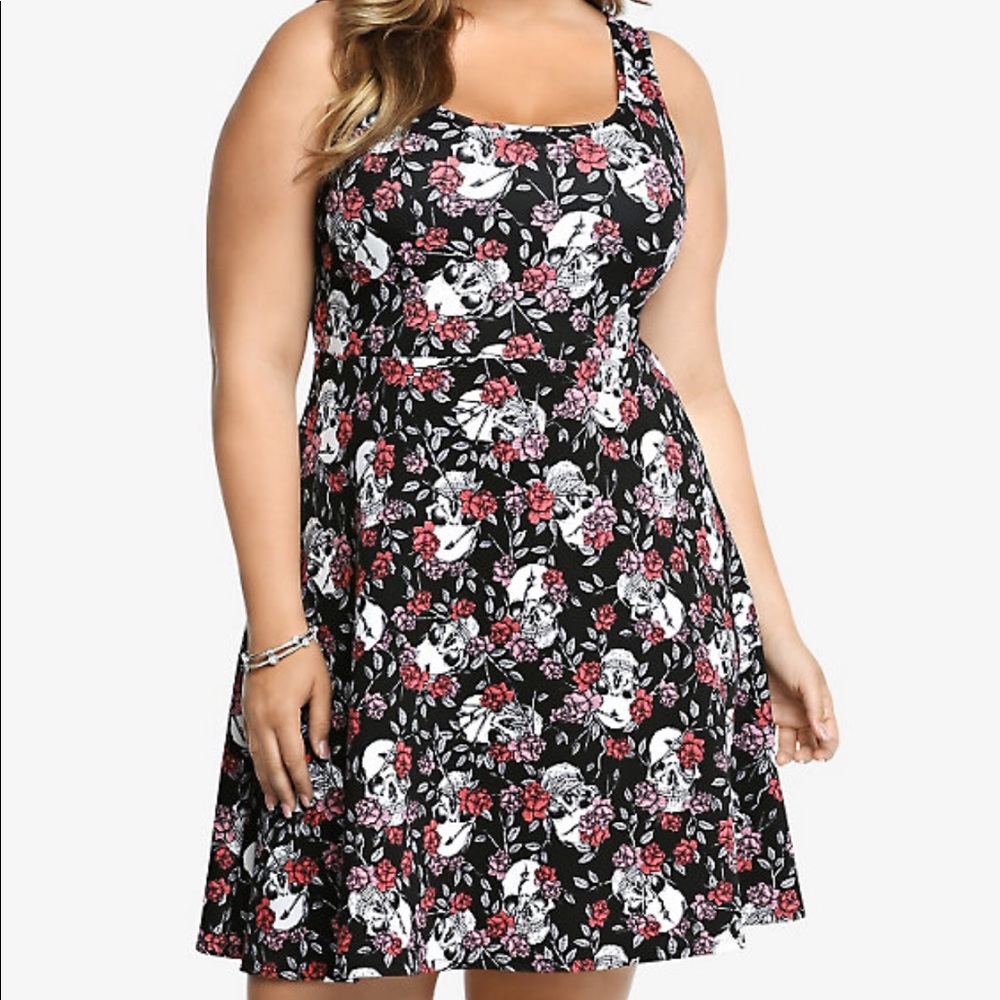 Floral Skull Skater Dress